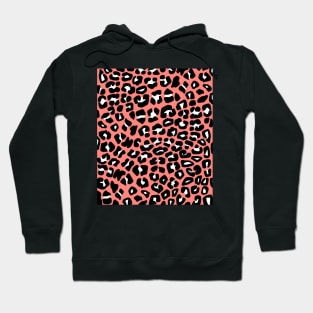 Leopard Print Pattern in Coral and Black Hoodie